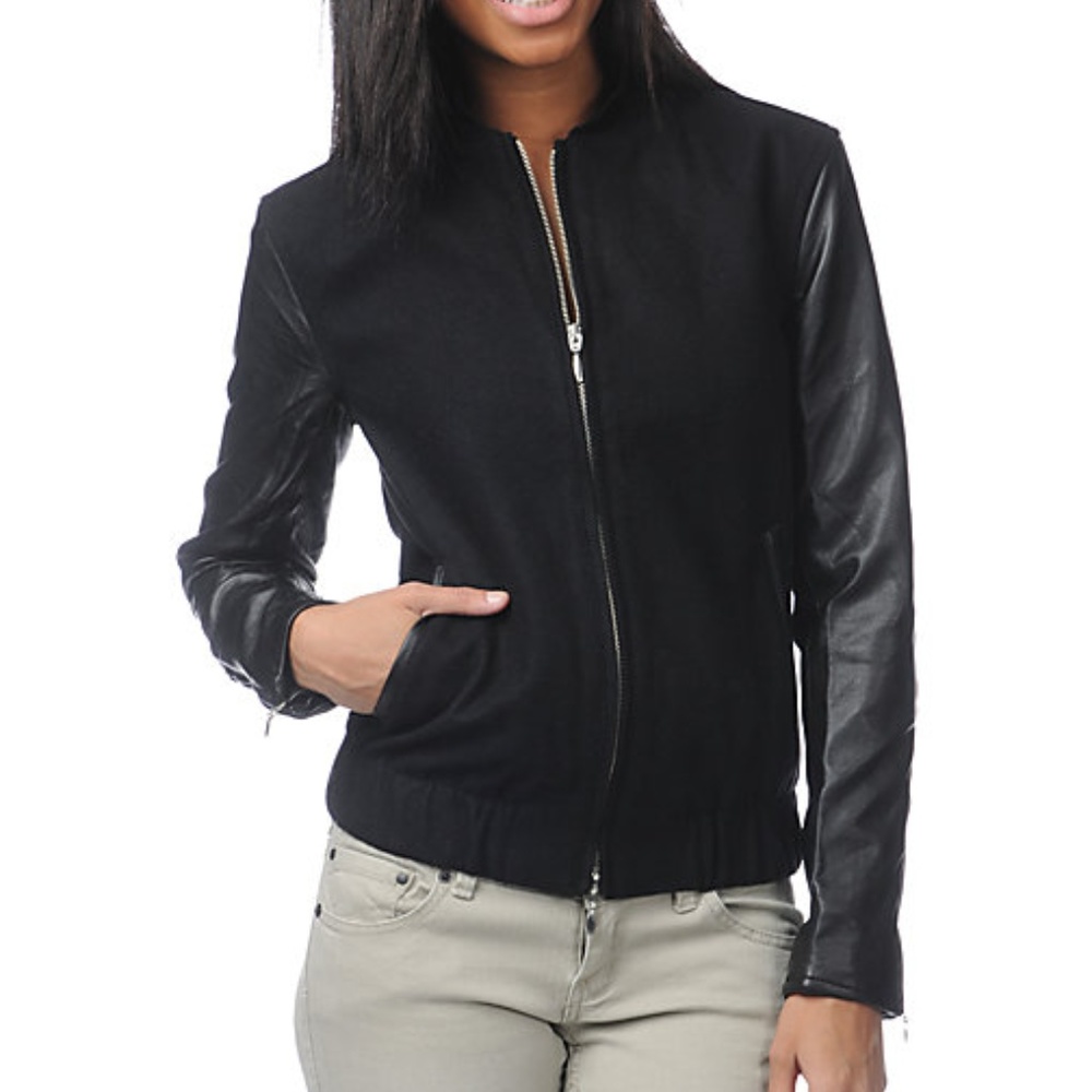 WESC Vegan Leather & Wool Jacket